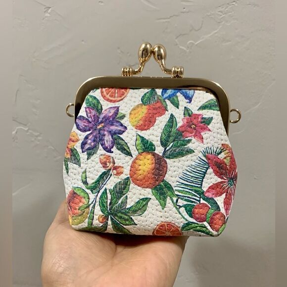 Handmade Genuine Leather Floral Embossed Wristlet/Coin Pouch/Crossbody - Picture 5 of 15